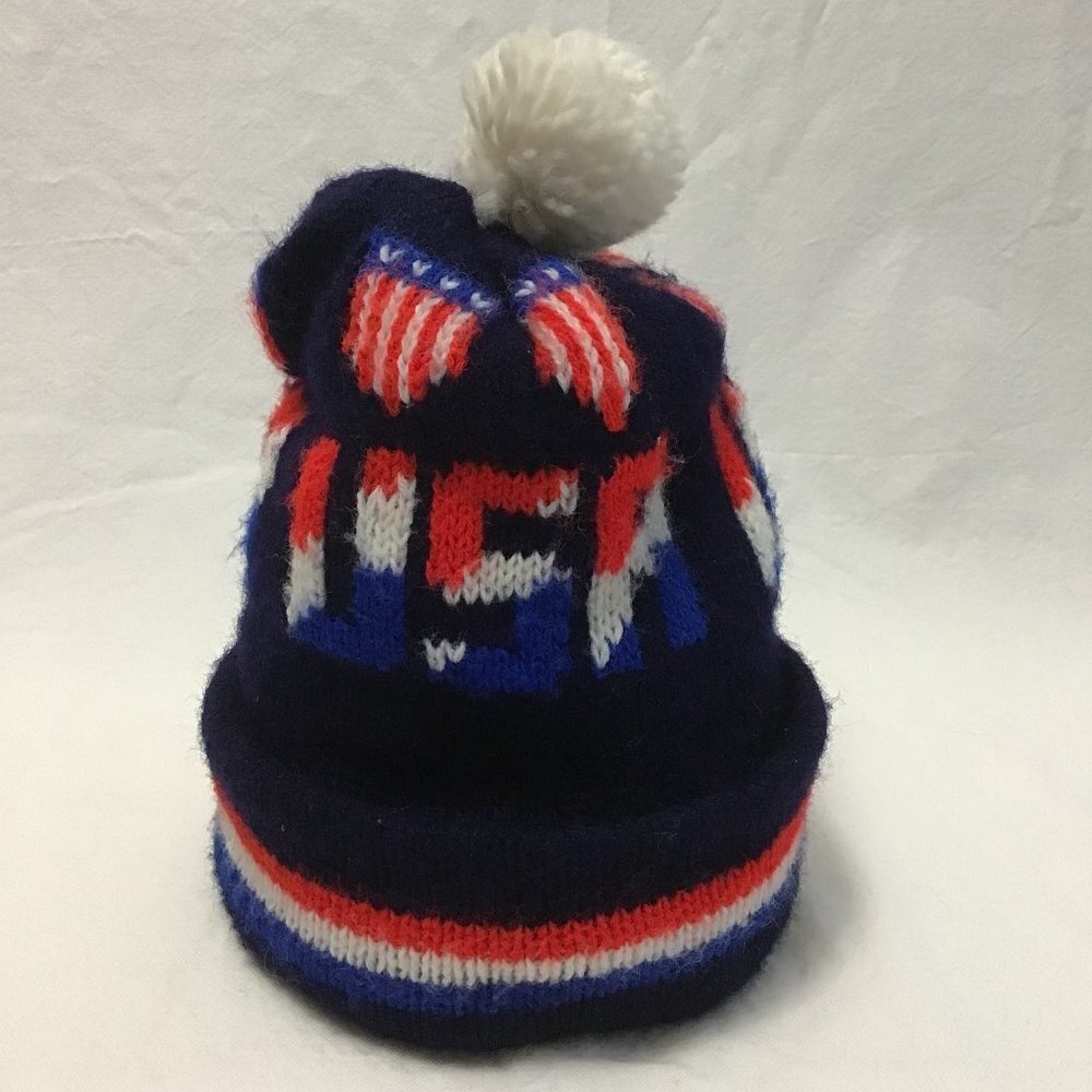 Vintage USA Sock Hat with Pom Pom